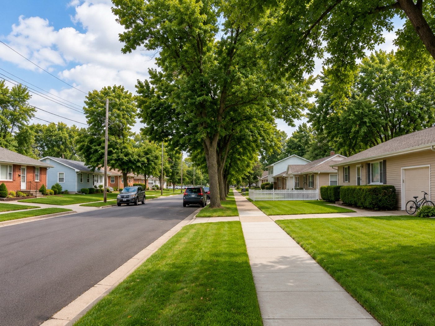 Tree-lined residential street in a Quad Cities neighborhood
